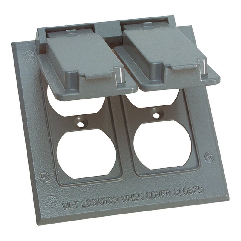 Sigma Electric 14345 2-Gang Duplex Cover, Grey , Gray - Image 1